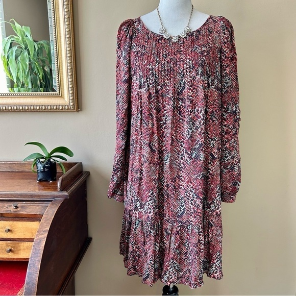 Nicholas Devan Gathered Snake-Print Crepe Long Sleeve Tie Back Mini Dress/ 12 - Picture 2 of 14